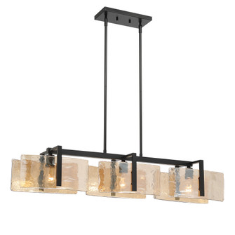 Yep by Golden Lighting Aenon 3-light Island Light in Matte Black with Amber Water Glass (36|3164-LP BLK-AWG)