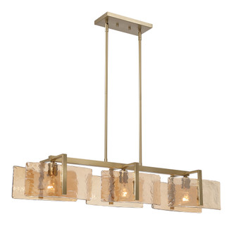 Yep by Golden Lighting Aenon 3-light Island Light in Brushed Champagne Brass with Amber Water Glass (36|3164-LP BCB-AWG)