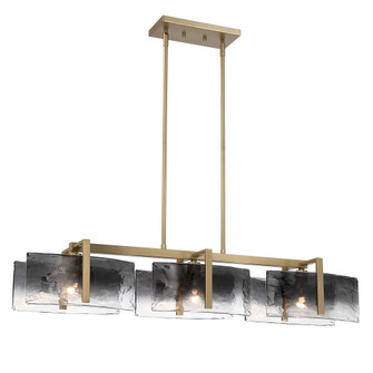 Yep by Golden Lighting Aenon 3-light Island Light in Brushed Champagne Brass with Smokey Water Glass (36|3164-LP BCB-SWG)
