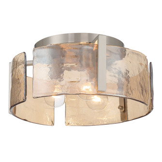 Yep by Golden Lighting Aenon 3-light Flush Mount in Pewter with Amber Water Glass (36|3164-FM PW-AWG)