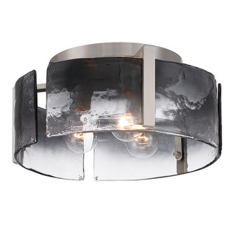 Yep by Golden Lighting Aenon 3-light Flush Mount in Pewter with Smokey Water Glass (36|3164-FM PW-SWG)