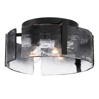 Yep by Golden Lighting Aenon 3-light Flush Mount in Matte Black with Smokey Water Glass (36|3164-FM BLK-SWG)