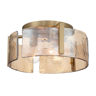 Yep by Golden Lighting Aenon 3-light Flush Mount in Brushed Champagne Brass with Amber Water Glass (36|3164-FM BCB-AWG)