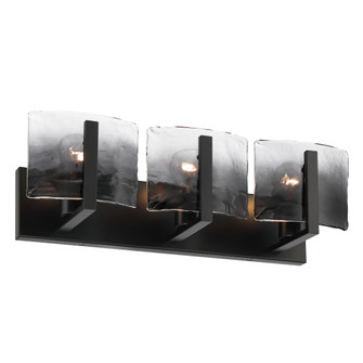 Yep by Golden Lighting Aenon 3-light Vanity in Matte Black with Smokey Water Glass (36|3164-BA3 BLK-SWG)