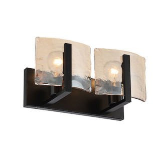 Yep by Golden Lighting Aenon 2-light Vanity in Matte Black with Amber Water Glass (36|3164-BA2 BLK-AWG)