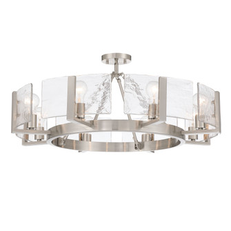 Yep by Golden Lighting Aenon 8-Light Semi-Flush Mount in Pewter with Hammered Water Glass (36|3164-8SF PW-HWG)