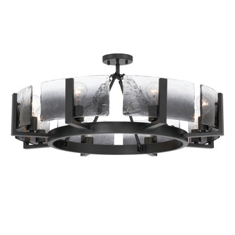 Yep by Golden Lighting Aenon 8-Light Semi-Flush Mount in Matte Black with Smokey Water Glass (36|3164-8SF BLK-SWG)