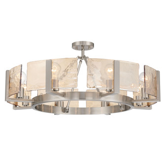Yep by Golden Lighting Aenon 8-Light Semi-Flush Mount in Pewter with Amber Water Glass (36|3164-8SF PW-AWG)