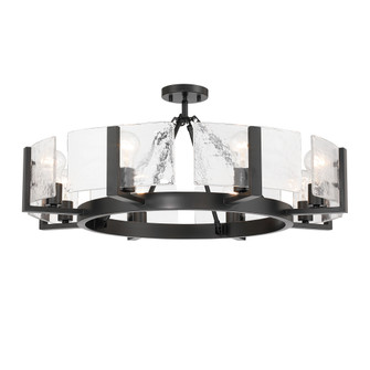 Yep by Golden Lighting Aenon 8-Light Semi-Flush Mount in Matte Black with Hammered Water Glass (36|3164-8SF BLK-HWG)