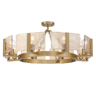 Yep by Golden Lighting Aenon 8 LT Semi-Flush Mount in Brushed Champagne Brass w/ Amber Water Glass (36|3164-8SF BCB-AWG)