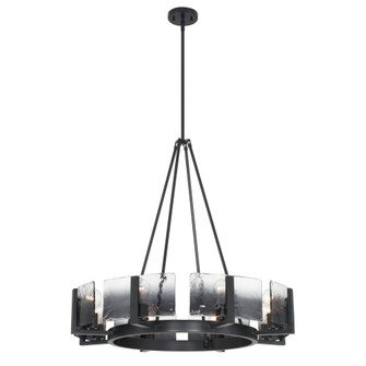 Yep by Golden Lighting Aenon 8-Light Chandelier in Matte Black with Smokey Water Glass (36|3164-8 BLK-SWG)