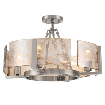 Yep by Golden Lighting Aenon 4-light Semi-Flush Mount in Pewter with Amber Water Glass (36|3164-4SF PW-AWG)