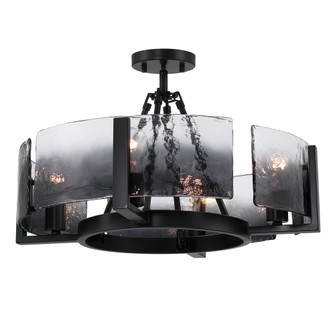 Yep by Golden Lighting Aenon 4-light Semi-Flush Mount in Matte Black with Smokey Water Glass (36|3164-4SF BLK-SWG)