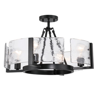 Yep by Golden Lighting Aenon 4-light Semi-Flush Mount in Matte Black with Hammered Water Glass (36|3164-4SF BLK-HWG)