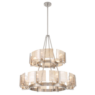 Yep by Golden Lighting Aenon 12-light 2-tier Chandelier (4+8) in Pewter with Amber Water Glass (36|3164-4-8 PW-AWG)