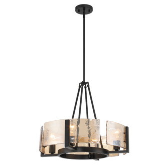 Yep by Golden Lighting Aenon 4-Light Chandelier in Matte Black with Amber Water Glass (36|3164-4 BLK-AWG)