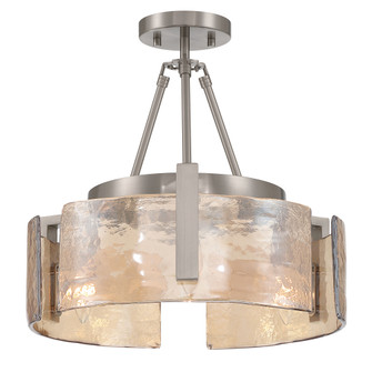 Yep by Golden Lighting Aenon 3-light Semi-Flush Mount in Pewter with Amber Water Glass (36|3164-3SF PW-AWG)