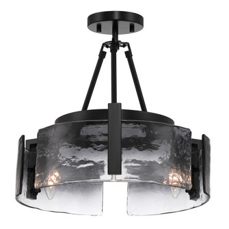 Yep by Golden Lighting Aenon 3-light Semi-Flush Mount in Matte Black with Smokey Water Glass (36|3164-3SF BLK-SWG)