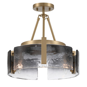 Yep by Golden Lighting Aenon 3 LT Semi-Flush Mount in Brushed Champagne Brass w/ Smokey Water Glass (36|3164-3SF BCB-SWG)