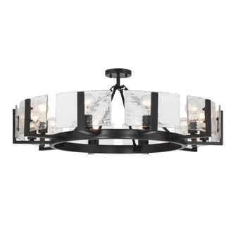 Yep by Golden Lighting Aenon 10-light Semi-Flush Mount in Matte Black with Hammered Water Glass (36|3164-10SF BLK-HWG)