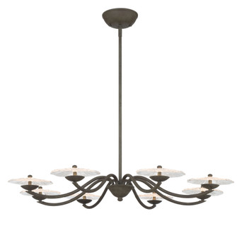 Golden Lighting Coral Bloom Integrated LED 31in Chandelier in Black Slate with Pressed Clear Glass (36|5865-8 BT-CLR)