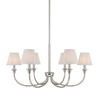 Yep by Golden Lighting Cambira 6-light Chandelier in Polished Nickel with Hand Gathered WhiteShade (36|1622-6 PN-HGW)