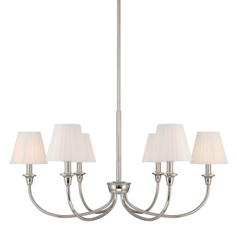 Yep by Golden Lighting Cambira 6-light Chandelier in Polished Nickel with Empire Pleated White Shade (36|1622-6 PN-EPW)