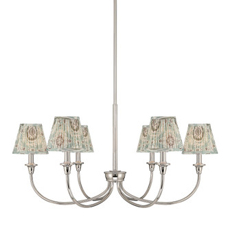 Yep by Golden Lighting Cambira 6 LT Chandelier in Polished Nickel w/ Hand Gathered Aqua Verde Shade (36|1622-6 PN-HGA)
