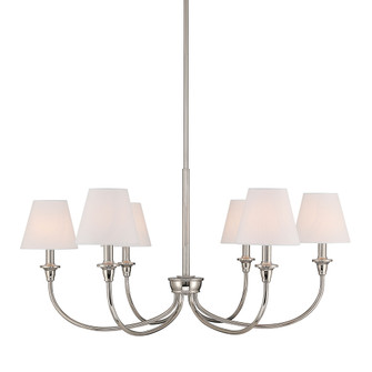 Yep by Golden Lighting Cambira 6 LT Chandelier in Polished Nickel w/ Empire Hardback White Shade (36|1622-6 PN-EHW)