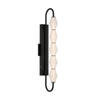 Golden Lighting Geode Integrated LED 32in Outdoor Wall in Matte Black with Fluted Striped Glass (36|1517-OWL5 BLK-FST)