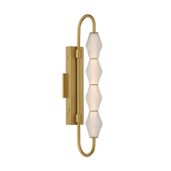 Golden Lighting Geode Integrated LED 27in Outdoor Wall in Satin Brushed Gold w/ Fluted Striped Glass (36|1517-OWL4 SBG-FST)