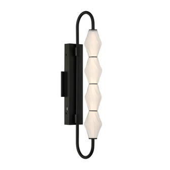 Golden Lighting Geode Integrated LED 27in Outdoor Wall in Matte Black with Fluted Striped Glass (36|1517-OWL4 BLK-FST)