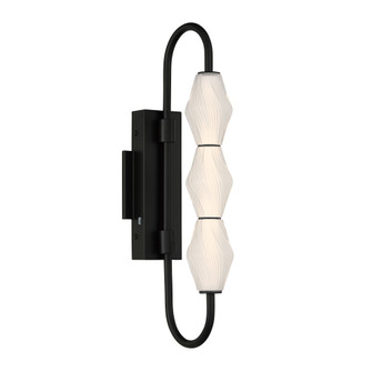 Golden Lighting Geode Integrated LED 21.5in Outdoor Wall in Matte Black with Fluted Striped Glass (36|1517-OWL3 BLK-FST)