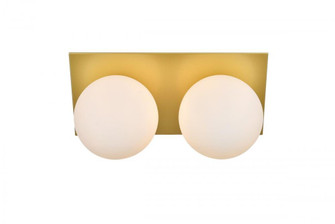 Jillian 2 light Brass and frosted white Bath Sconce (758|LD7304W14BRA)