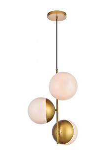Eclipse 3 Lights Brass Pendant With Frosted White Glass (758|LD6126BR)