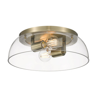 Yep by Golden Lighting Duncan 2-light Flush Mount in Aged Brass and Clear Glass (36|3602-14 AB-CLR)