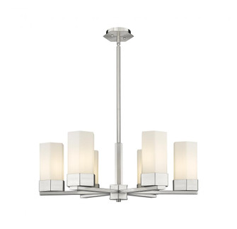 Claverack - 6 Light - 28 inch - Satin Nickel - Chandelier (3442|427-6CR-SN-G427-9WH)