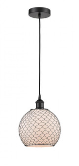 Farmhouse Chicken Wire - 1 Light - 8 inch - Matte Black - Cord hung - Mini Pendant (3442|616-1P-BK-G121-8CBK)