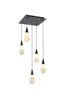 Amora 16 inch Square Alabaster Pendant in Black (758|1013S16BK-22ST)