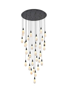 Amora 42 inch Round Alabaster Chandelier in Black (758|1013G42BK-22ST)