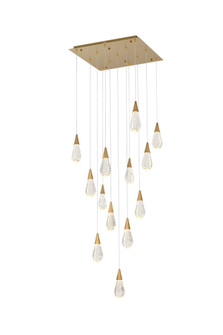Amora 26 inch Square Crystal Pendant in Satin Gold (758|1013S26SG-02CR)
