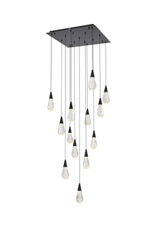Amora 26 inch Square Crystal Pendant in Black (758|1013S26BK-02CR)
