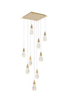 Amora 20 inch Square Crystal Pendant in Satin Gold (758|1013S20SG-02CR)