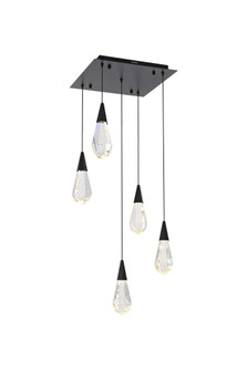 Amora 16 inch Square Crystal Pendant in Black (758|1013S16BK-02CR)