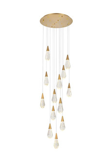 Amora 24 inch Round Crystal Pendant in Satin Gold (758|1013D24SG-02CR)