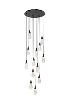 Amora 24 inch Round Crystal Pendant in Black (758|1013D24BK-02CR)