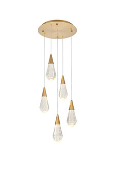 Amora 16 inch Round Crystal Pendant in Satin Gold (758|1013D16SG-02CR)