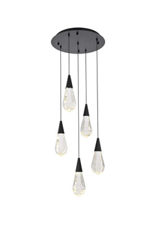 Amora 16 inch Round Crystal Pendant in Black (758|1013D16BK-02CR)