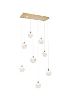 Avery 36 inch Rectangle Alabaster Pendant in Satin Gold (758|1012D36SG-11ST)