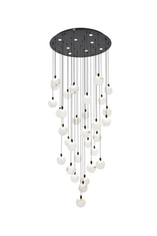 Avery 42 inch Round Alabaster Chandelier in Black (758|1012G42BK-11ST)